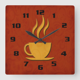 Horloge Carrée Cuisine café élégante et stylée