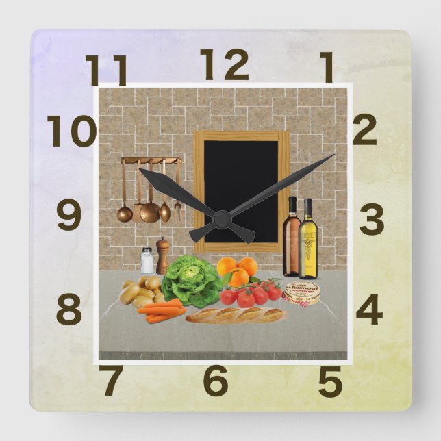 Horloge Carrée cuisine carrée d'horloge (Recto)