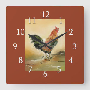 Horloge Carrée Cuisine de coq de pays