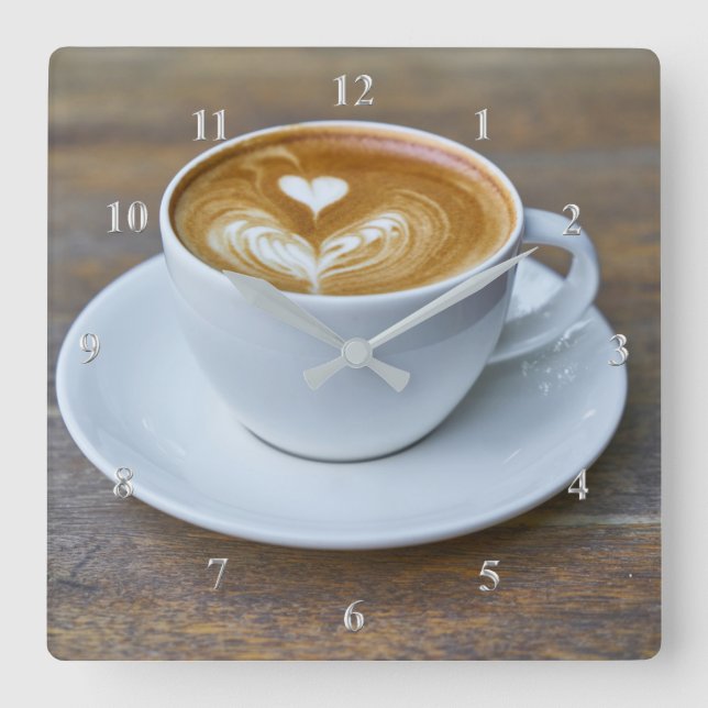 Horloge Carrée Cuisine de Latte de tasse de café (Recto)