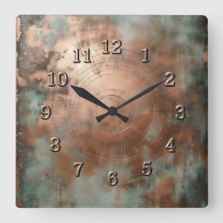Horloge Carrée cuivre patiné