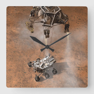 Horloge Carrée Curiosity Arrivant Sur La Surface Martienne.