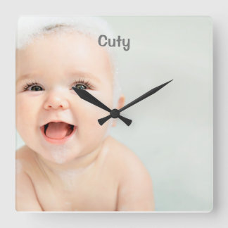 Horloge Carrée Custom Baby Nom et photo