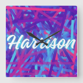 Horloge Carrée Custom Name Sticker – Harrison – Personalized Labe