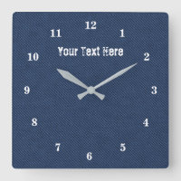 Custom Text Wall Clock with Blue Jeans Fabric