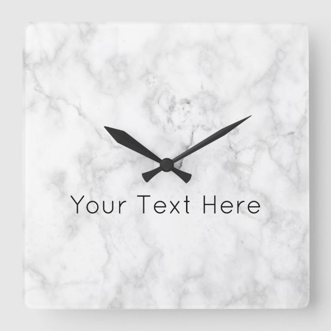 Horloge Carrée Custom White marble Acrylic Square Clock (Recto)