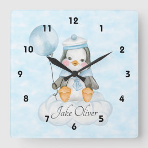 Horloge Carrée Cute Baby Penguin