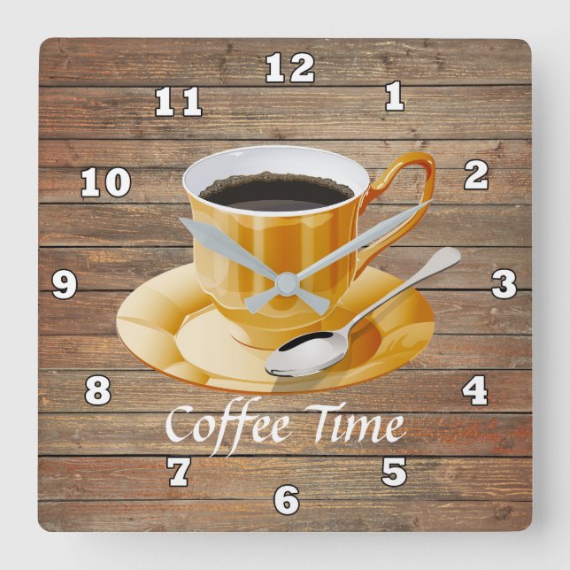 Horloge Carrée Cute coffee time decor (Recto)