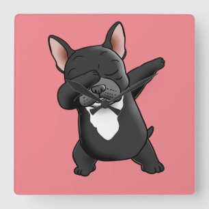 Horloge Carrée Dabbing mignon Français Bulldog