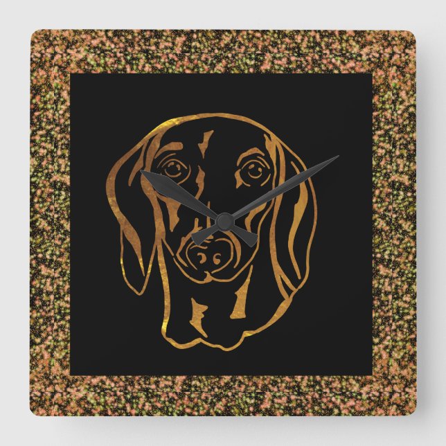 HORLOGE CARRÉE DACHSHUND  (Recto)