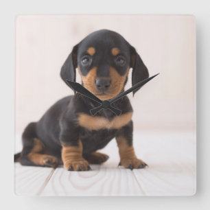 Horloge Carrée Dachshund Miniature assis