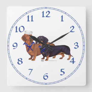 Horloge Carrée Dachshunds Marins