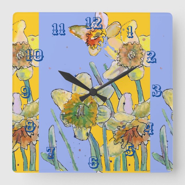 Horloge Carrée Daffodil Watercolour Womans (Recto)