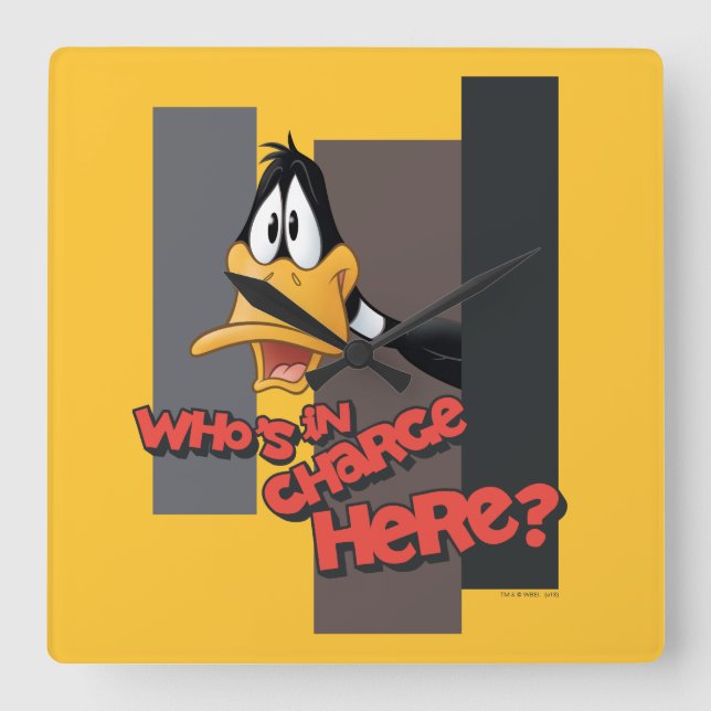 Horloge Carrée DAFFY DUCK™ "Qui est responsable ici" (Recto)