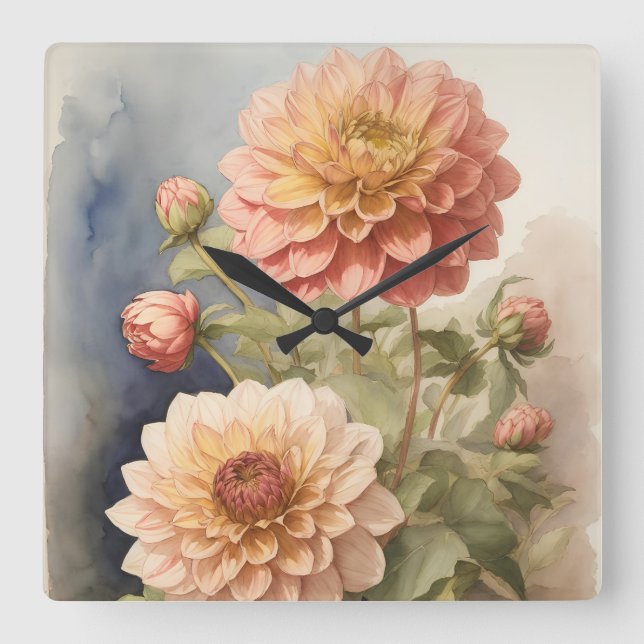 Horloge Carrée Dahlia (Recto)