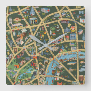 Horloge Carrée Daily Telegraph décrivent la carte de Londres