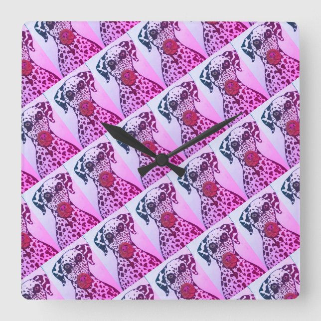 Horloge Carrée Dalmatian dog Wall Clock (Recto)