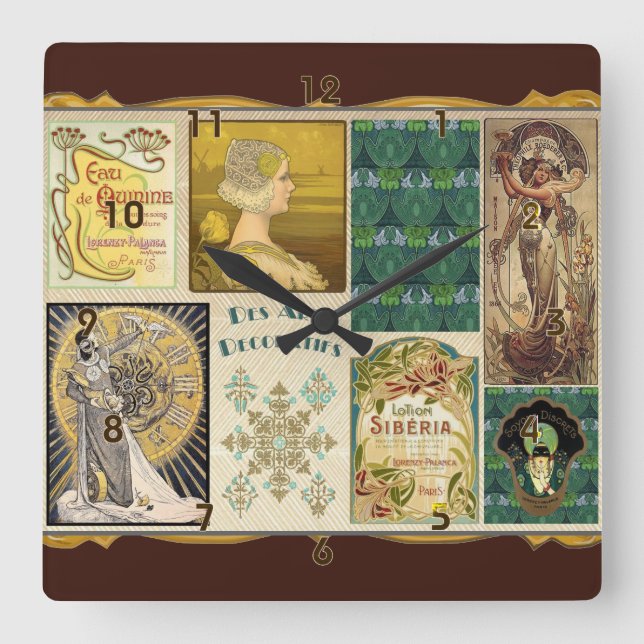 Horloge Carrée Dames Art Nouveau (Recto)