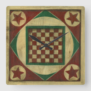 Horloge Carrée Damier antique par le harpiste d'Ethan