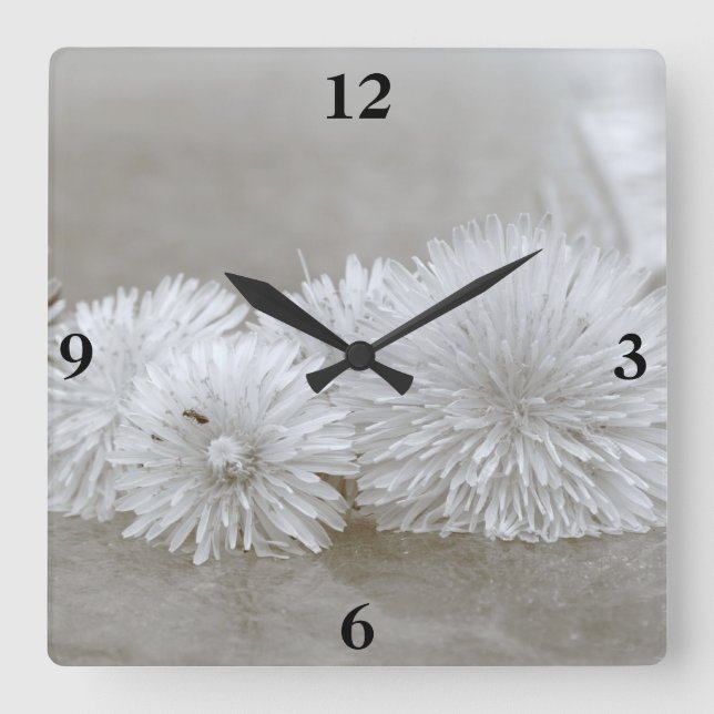 Horloge Carrée Dandelions flottants à l'horloge "Eau" (Recto)