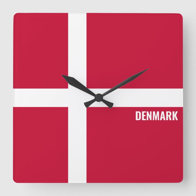 Horloge Carrée Danemark National Drapeau Patriotique (Recto)