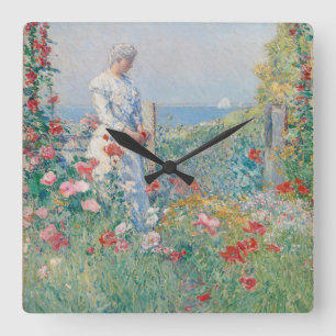 Horloge Carrée Dans un tableau de jardin