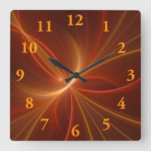 Horloge Carrée Danse Avec La Lumière Moderne Art Fractal Abstrait