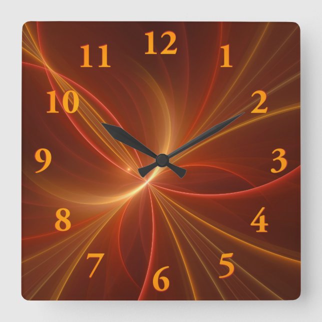 Horloge Carrée Danse Avec La Lumière Moderne Art Fractal Abstrait (Recto)