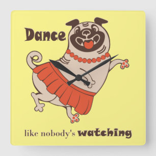 Horloge Carrée Danse comme personne ne regarde Carlin fille Carré