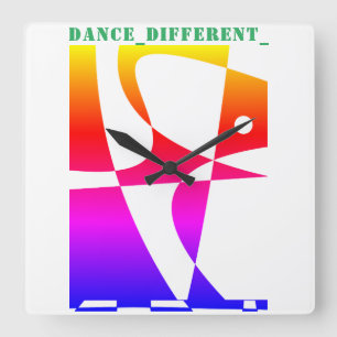 Horloge Carrée DANSE_DIFFÉRENT_ Arc-en-ciel