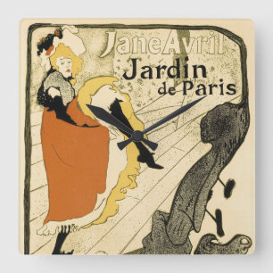Horloge Carrée Danseuse Art Nouveau Jane Avril par Toulouse Lautr