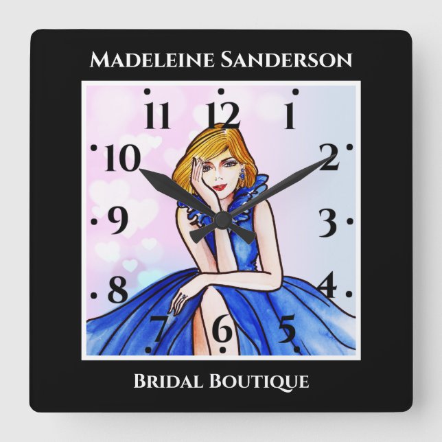 Horloge Carrée Dark Royal Blue Cocktail Gown Illustration de mode (Recto)