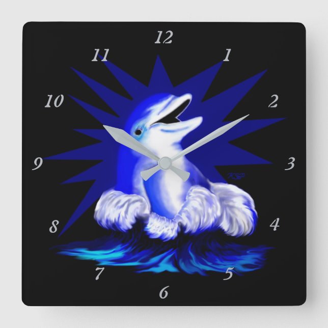 Horloge Carrée Dauphin souriant (Recto)