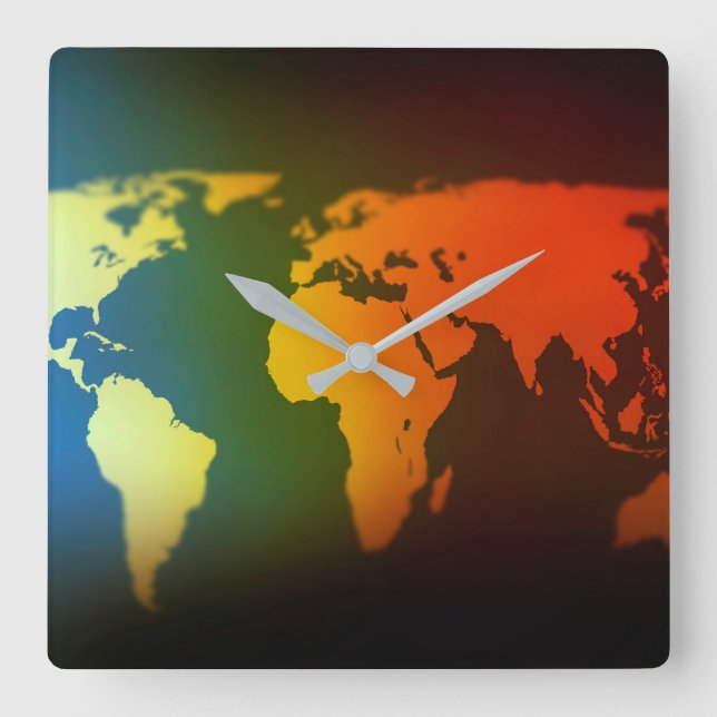 Horloge Carrée Day and night world map clock (Recto)