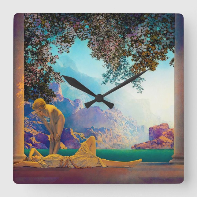Horloge Carrée Daybreak, 1922 par Maxfield Parrish (Recto)