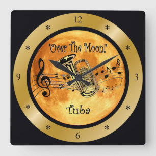 Horloge Carrée ~ d'échelle musicale de ~ de tuba de ~ "au-dessus
