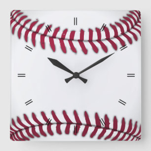 Horloge Carrée Décor de baseball rustique vintage