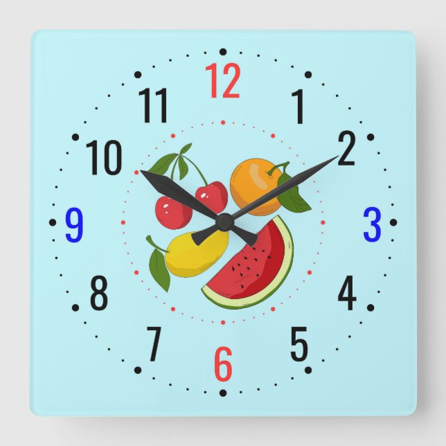 Horloge Carrée Décor de fruits dans la cuisine - Pays moderne (Recto)