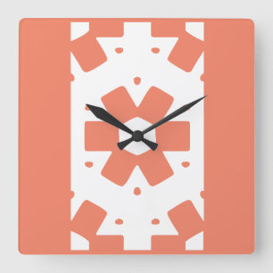 Horloge Carrée Décor Fleur géométrique