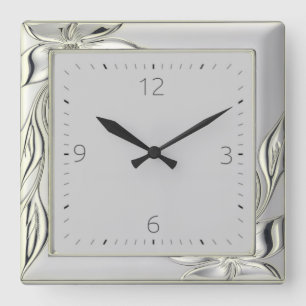Horloge Carrée Décor gris élégant Art Déco