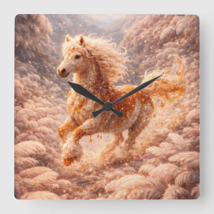 Horloge Carrée Décoration de chambre esthétique de cheval de fant