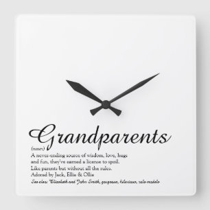 Horloge Carrée Définition des grands-parents Écriture élégante