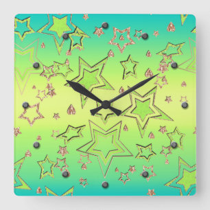 Horloge Carrée dégradé de Noël paillettes scintillent confettis é