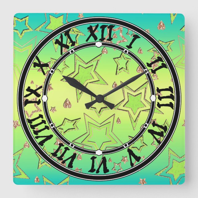 Horloge Carrée Dégradé de Noël parties scintillant brillant confe (Recto)