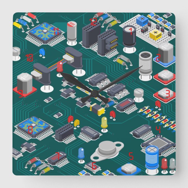 Horloge Carrée DEL rouge de carte à circuit imprimé (PCB) (Recto)