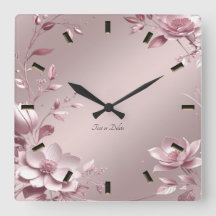 Delicate Pink Floral Wall Clock