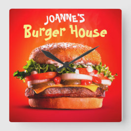 Horloge Carrée Délicieux steak fromage Burger House