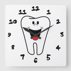 Horloge Carrée Dents heureuses personnalisables pour votre