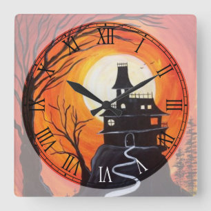 Horloge Carrée Déplaisant Haunted House