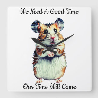 Horloge Carrée Design blanc de la souris Brown clair -
